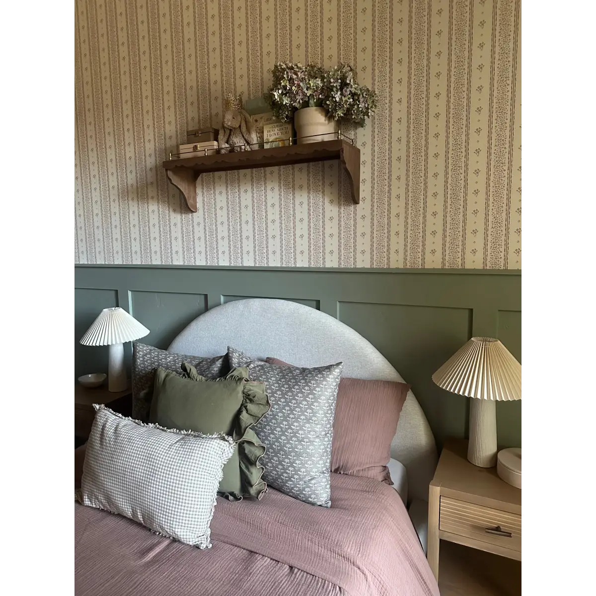 Lyla Wallpaper - Tiny Flower Stripes - by Ali Anni - Loomwell Home Goods