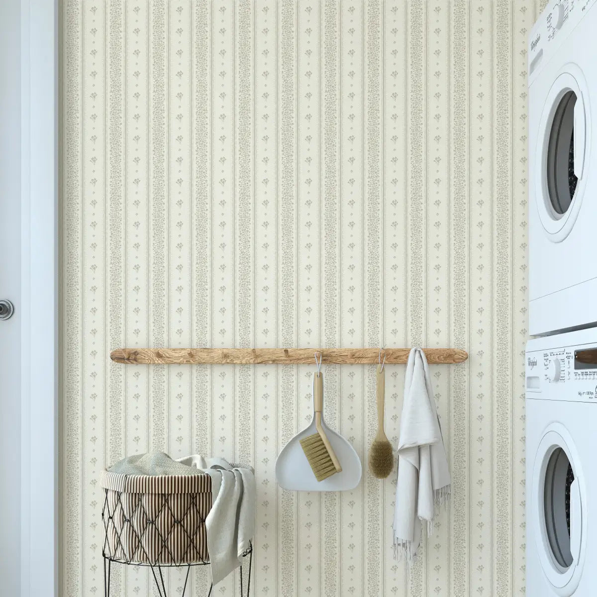 Lyla Wallpaper - Tiny Flower Stripes - by Ali Anni - Loomwell Home Goods
