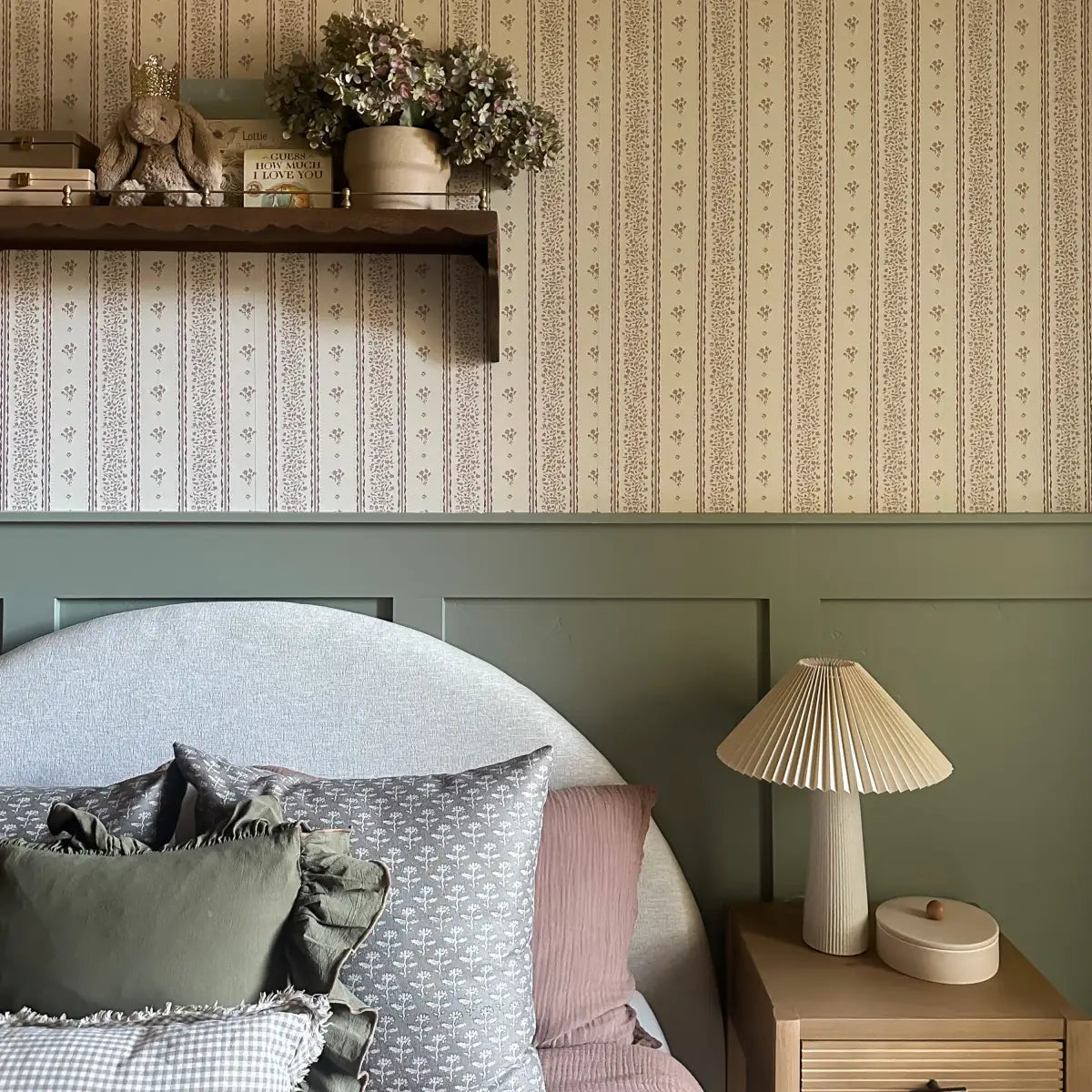 Lyla Wallpaper - Tiny Flower Stripes - by Ali Anni - Loomwell Home Goods