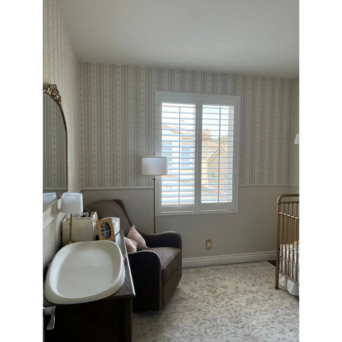 Lyla Wallpaper - Tiny Flower Stripes - by Ali Anni - Loomwell Home Goods