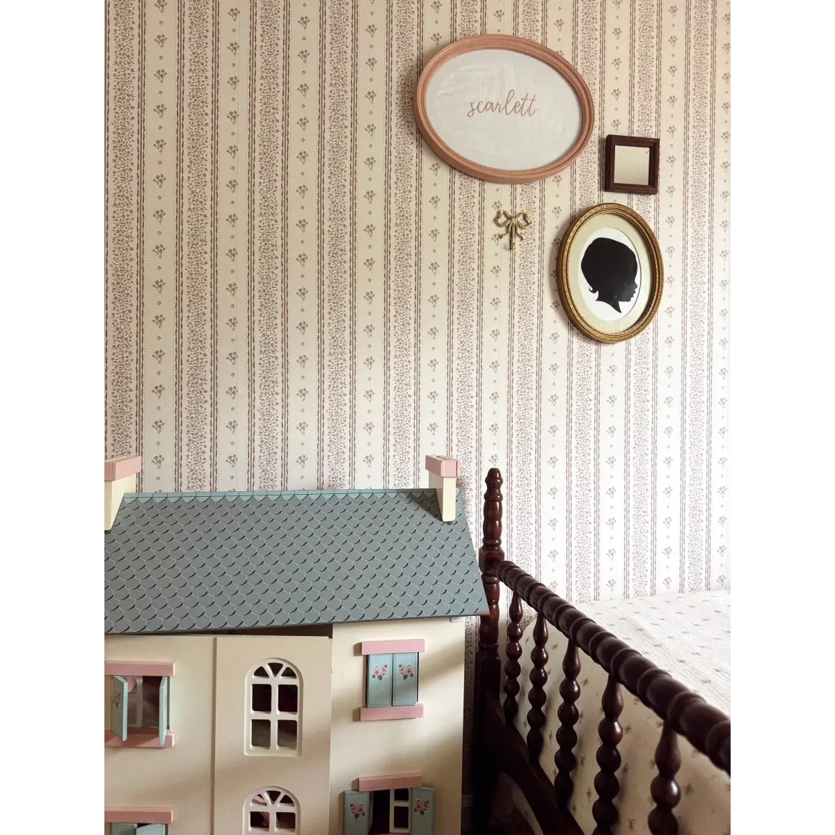 Lyla Wallpaper - Tiny Flower Stripes - by Ali Anni - Loomwell Home Goods