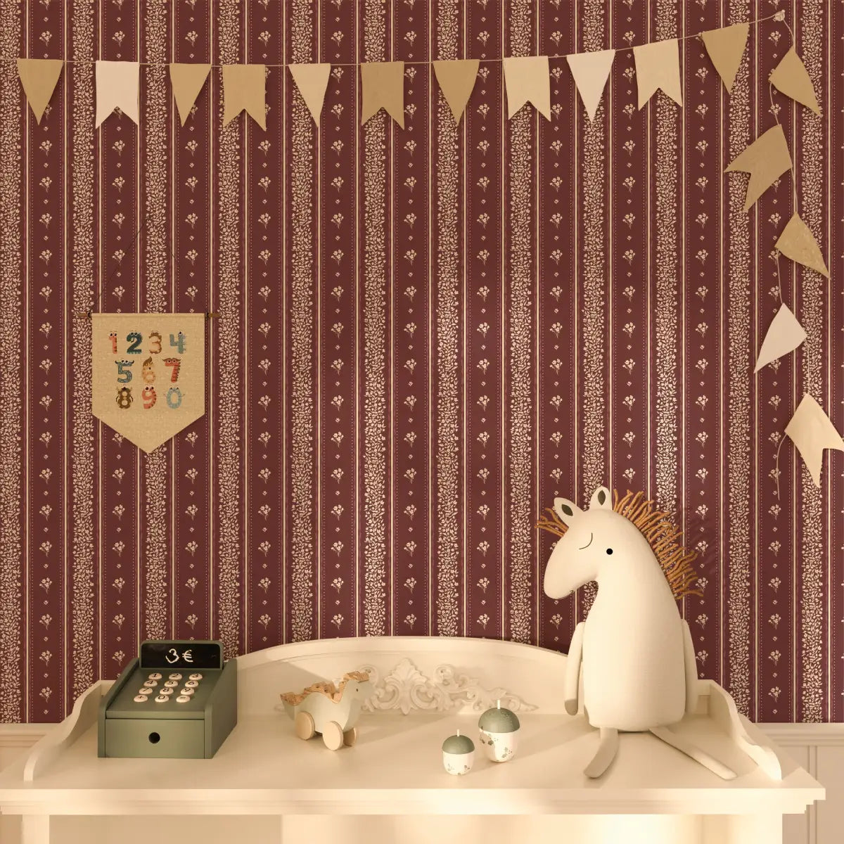 Lyla Wallpaper - Tiny Flower Stripes - by Ali Anni - Loomwell Home Goods