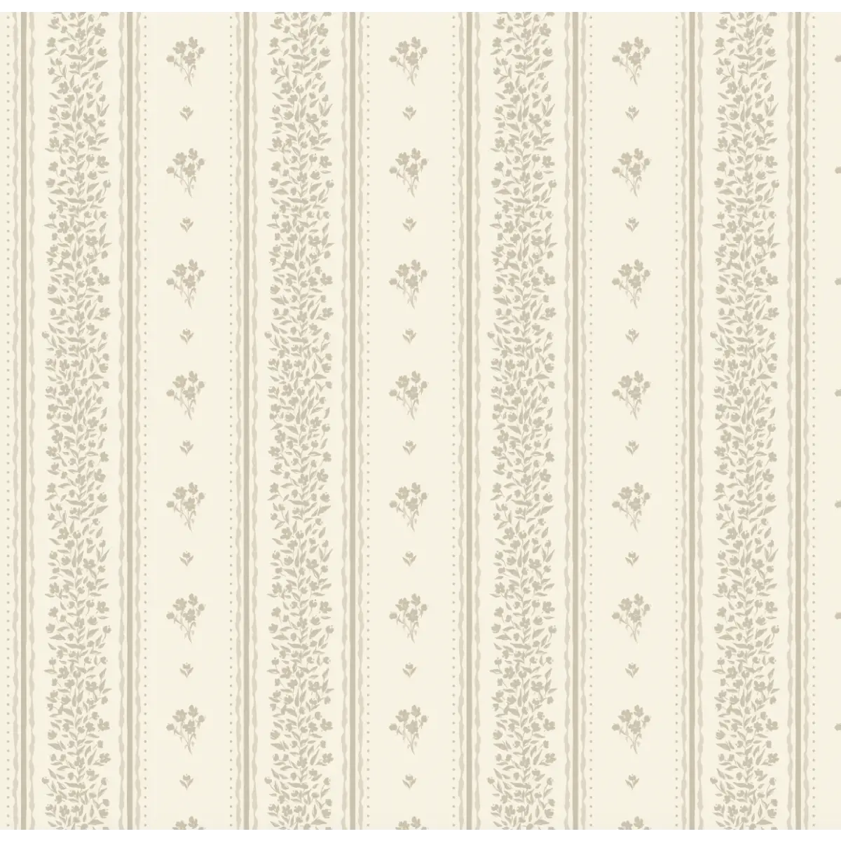 Lyla Wallpaper - Tiny Flower Stripes - by Ali Anni - Sample 1 foot by 1 foot / Cream - Loomwell Home Goods