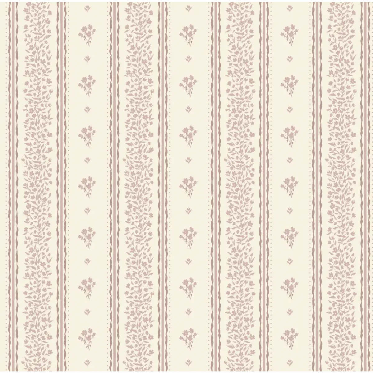 Lyla Wallpaper - Tiny Flower Stripes - by Ali Anni - Sample 1 foot by 1 foot / Pink - Loomwell Home Goods