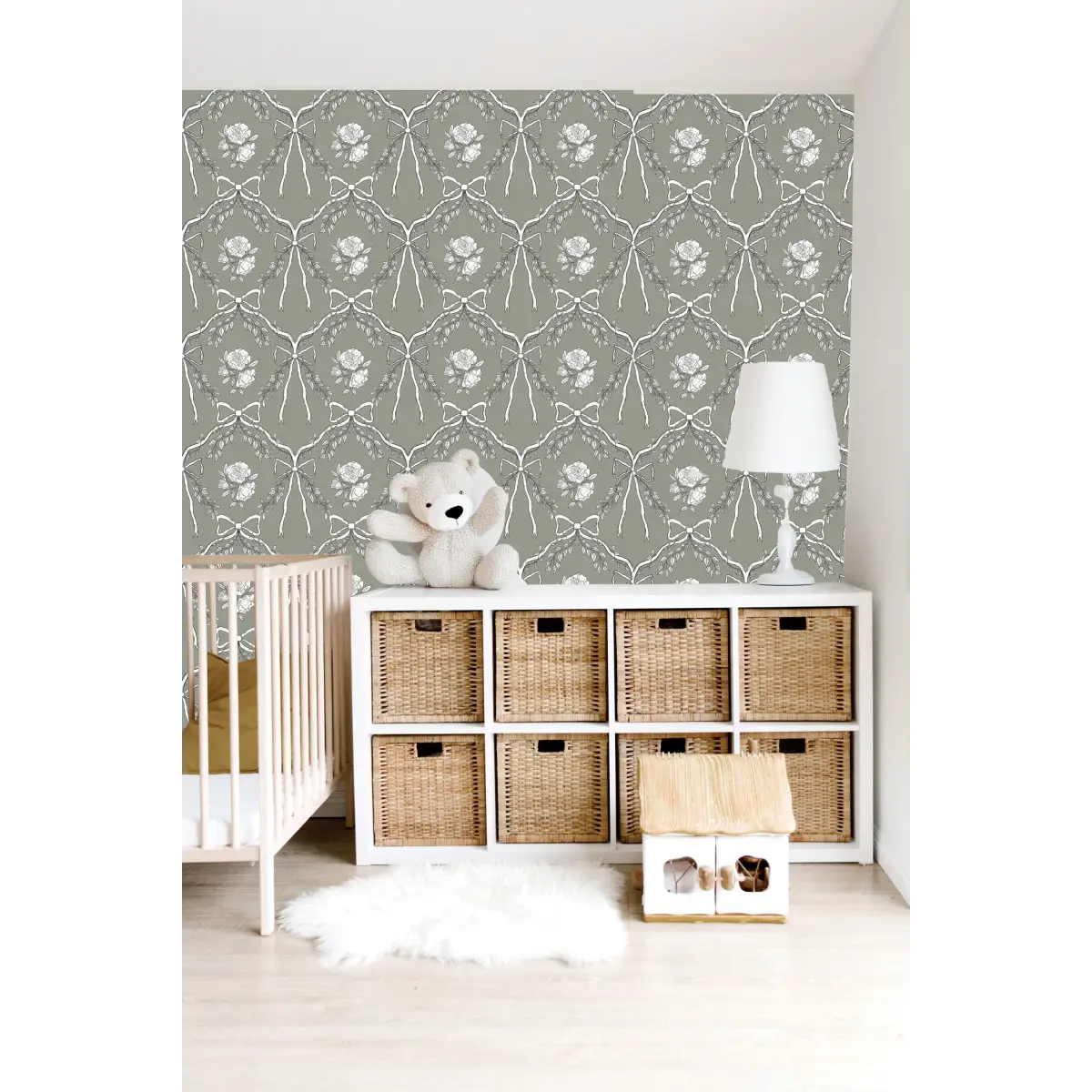 Lysa Wallpaper - Bows and Flowers - by Painted Hawk Design - Loomwell Home Goods