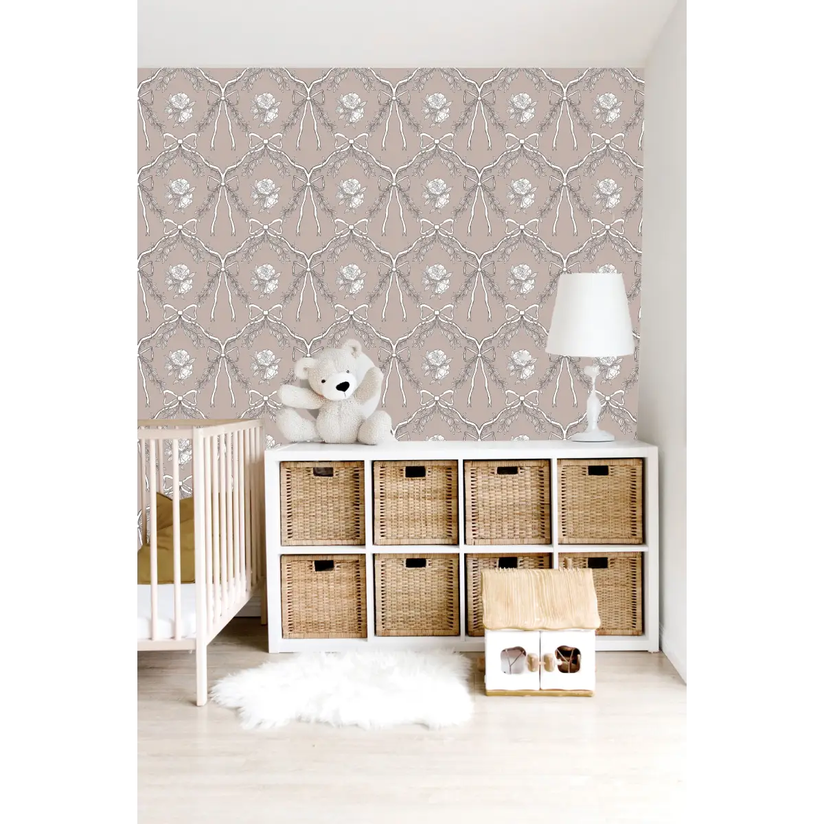 Lysa Wallpaper - Bows and Flowers - by Painted Hawk Design - Loomwell Home Goods