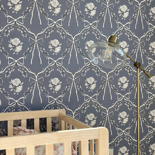 Lysa Wallpaper - Bows and Flowers - by Painted Hawk Design - Loomwell Home Goods