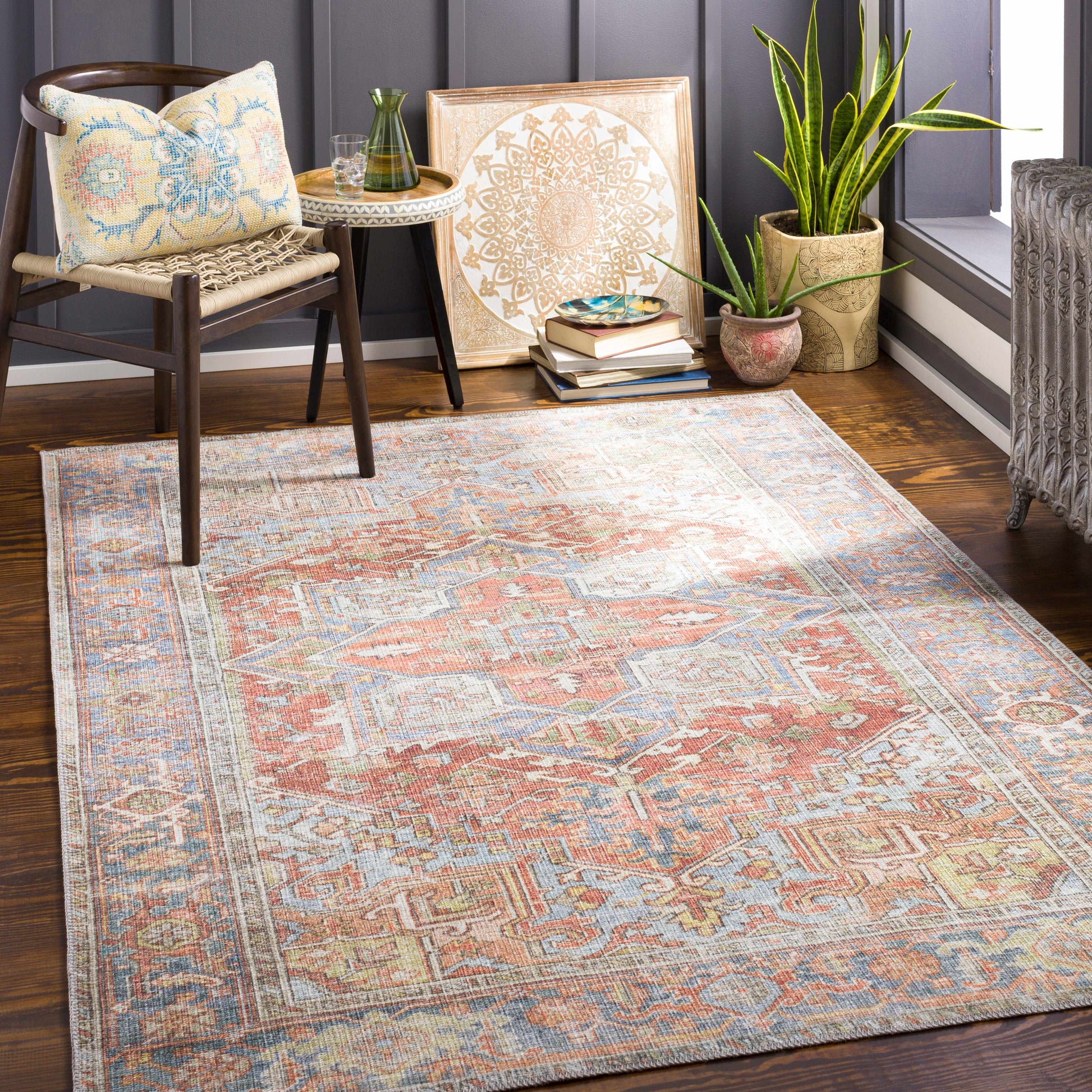 Rust Maayon Washable Rug - Boutique Rugs