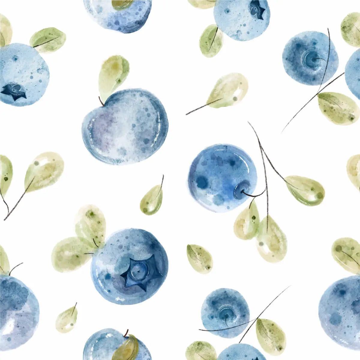 Mabel Wallpaper - Watercolor Blueberries - by Sara Mari - Sample 1 foot by 1 foot - Loomwell Home Goods