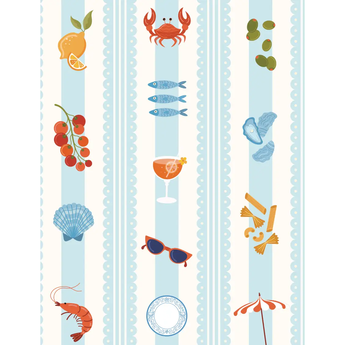 Mabilia Wallpaper - Summer Seaside Stripe - by Danielle Chandler Design - Loomwell Home Goods