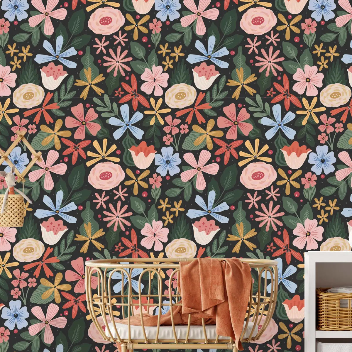 Macarena Wallpaper - Cheerful Floral - by M Lettering Lover - Loomwell Home Goods