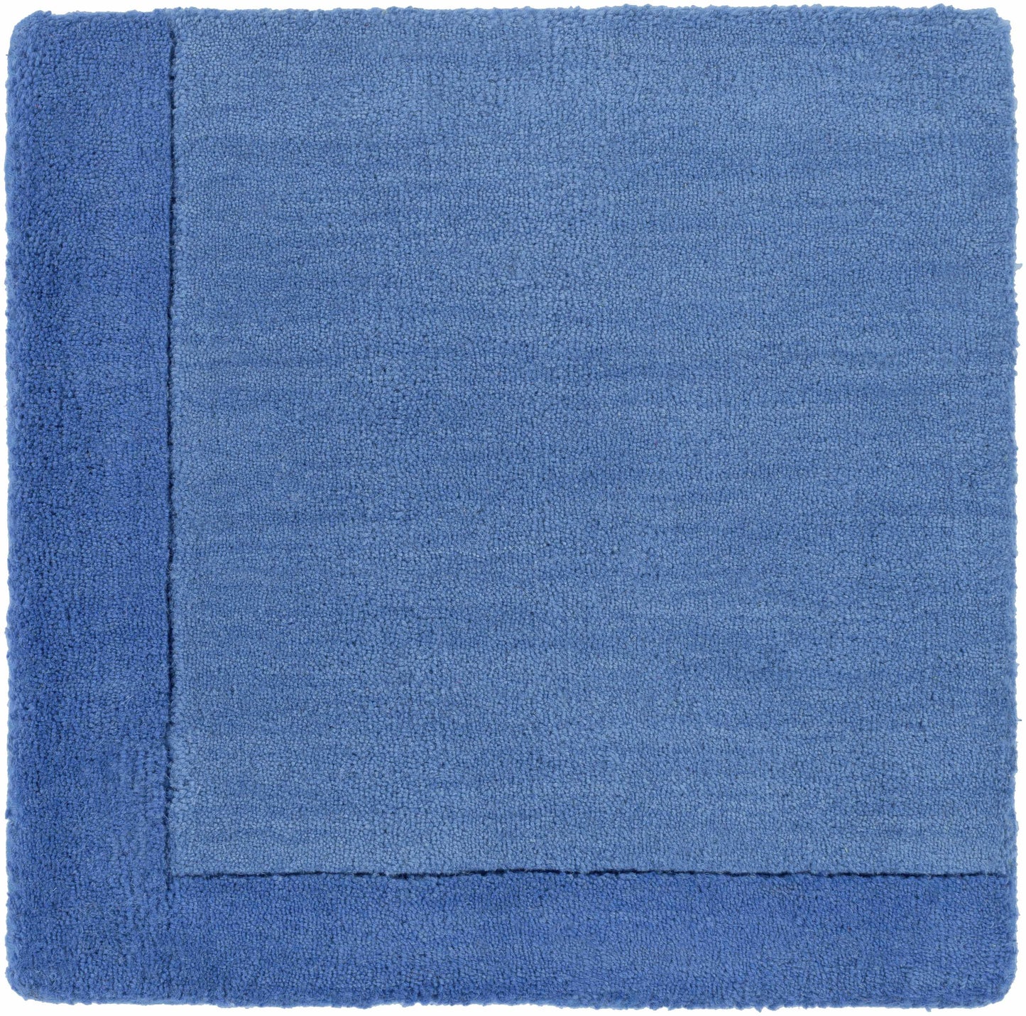 Solid Blue Bordered Wool Rug - Boutique Rugs
