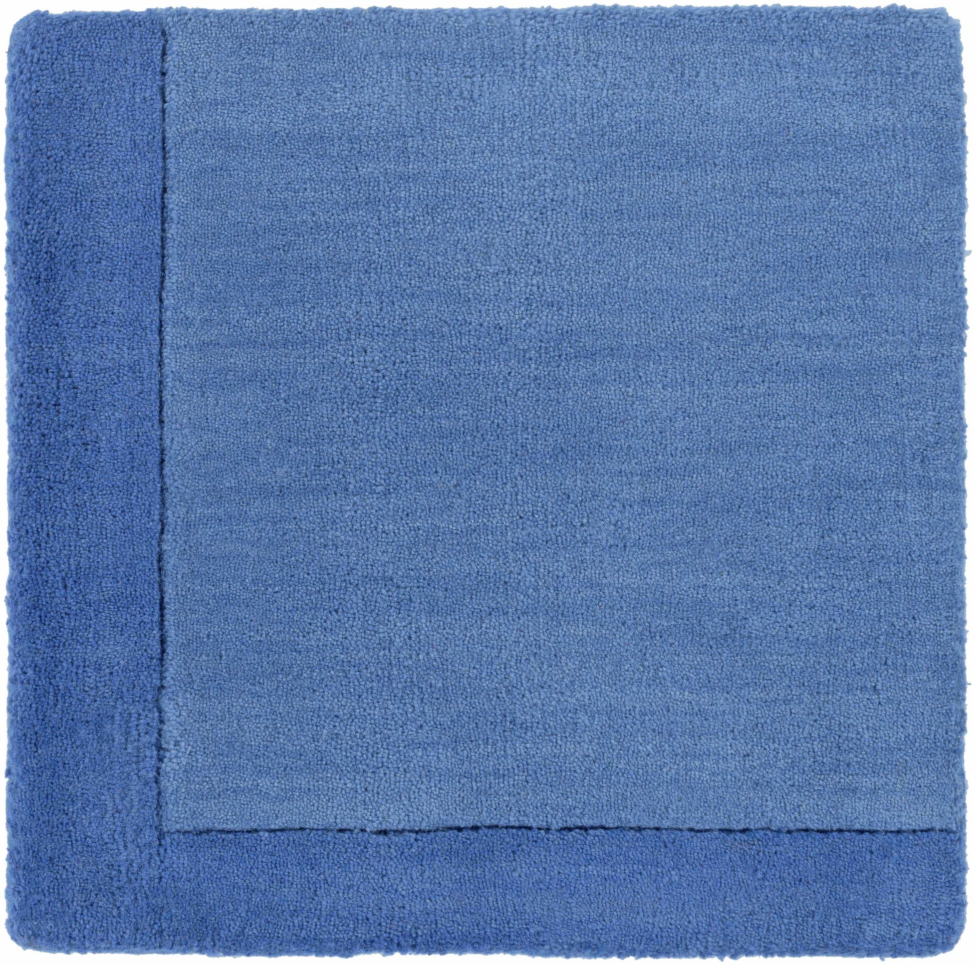 Solid Blue Bordered Wool Rug - Boutique Rugs