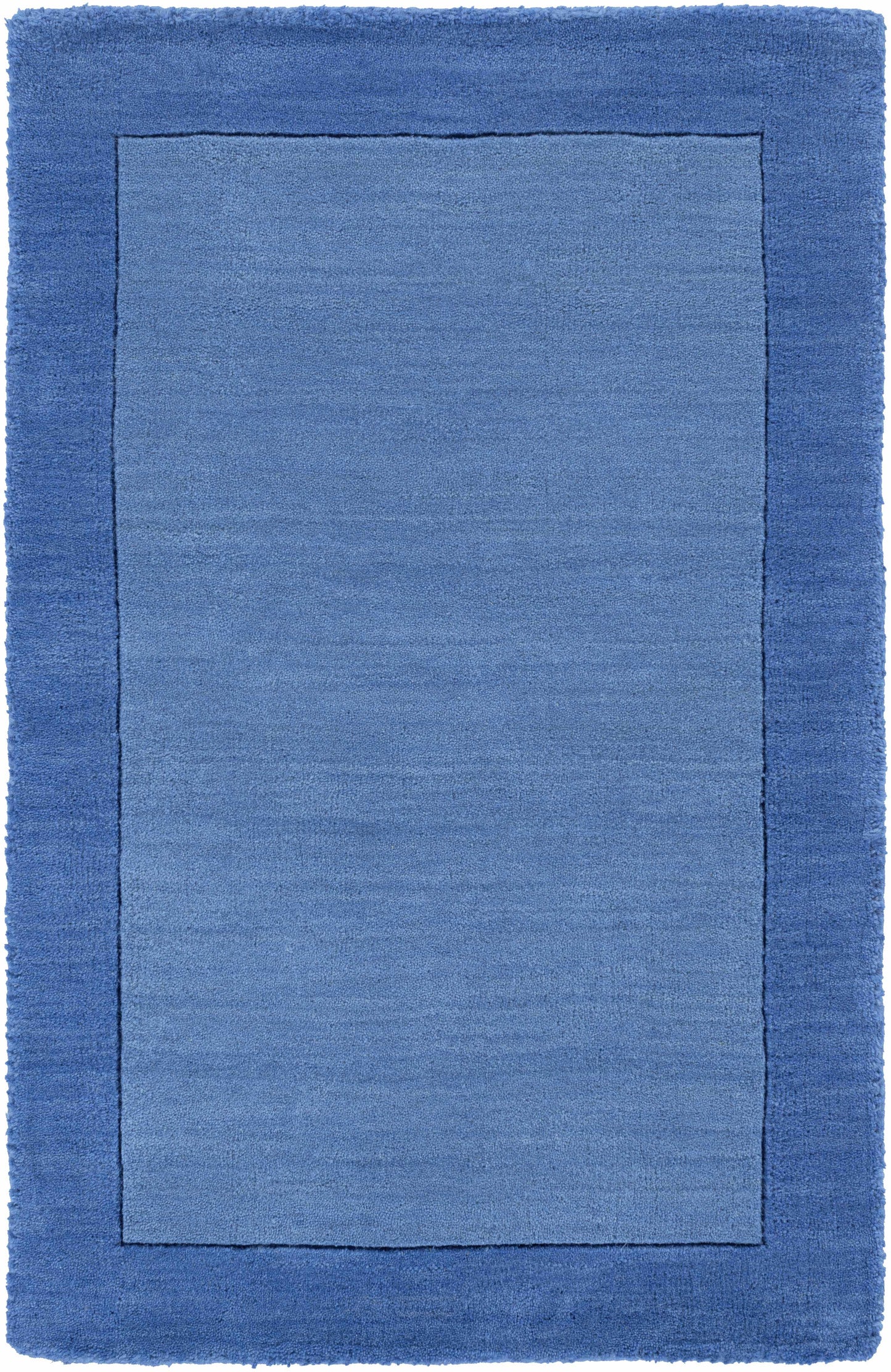 Solid Blue Bordered Wool Rug - 2’ x 3’ Rectangle - Boutique Rugs