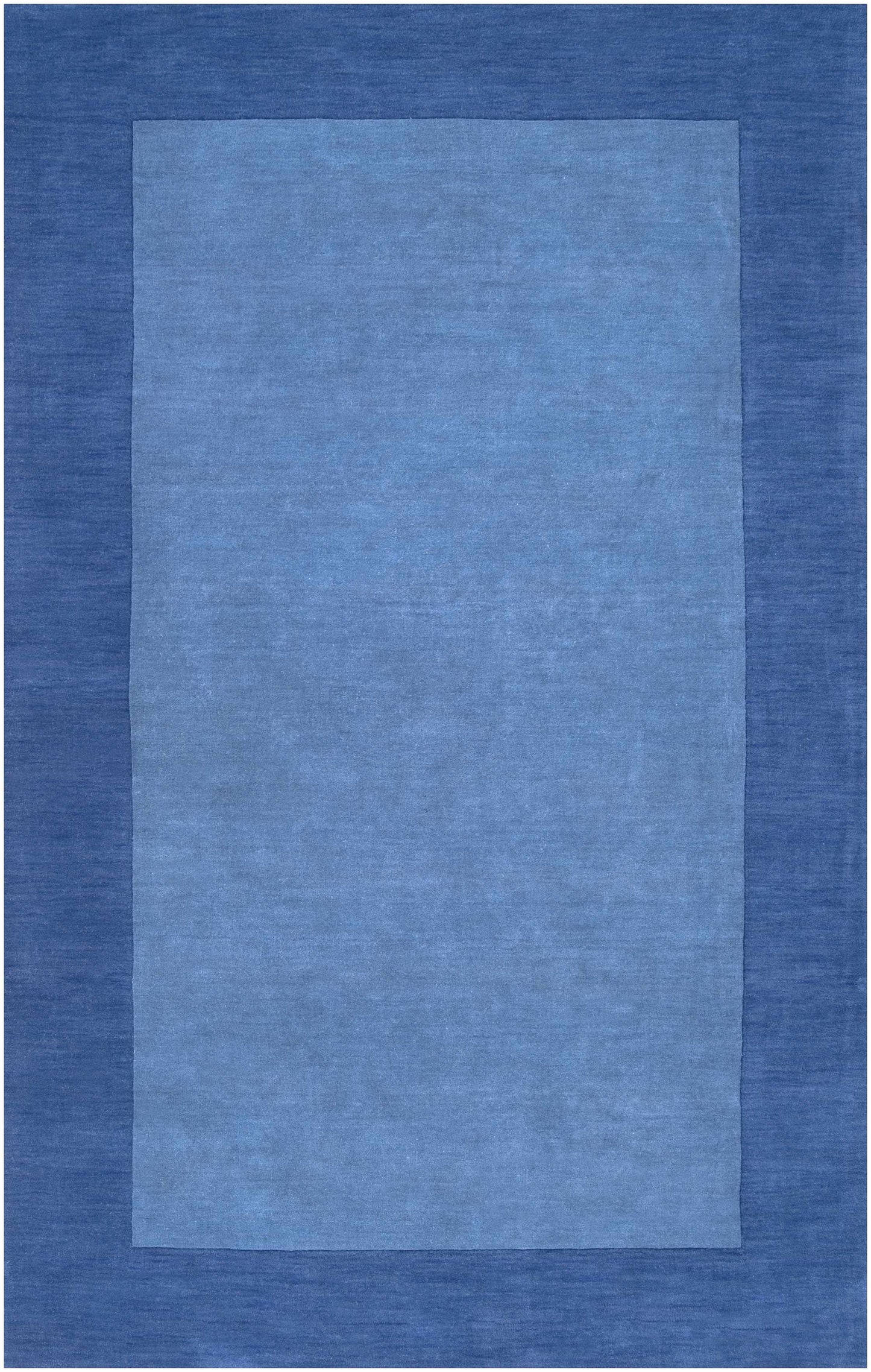 Solid Blue Bordered Wool Rug - 5’ x 8’ Rectangle - Boutique Rugs