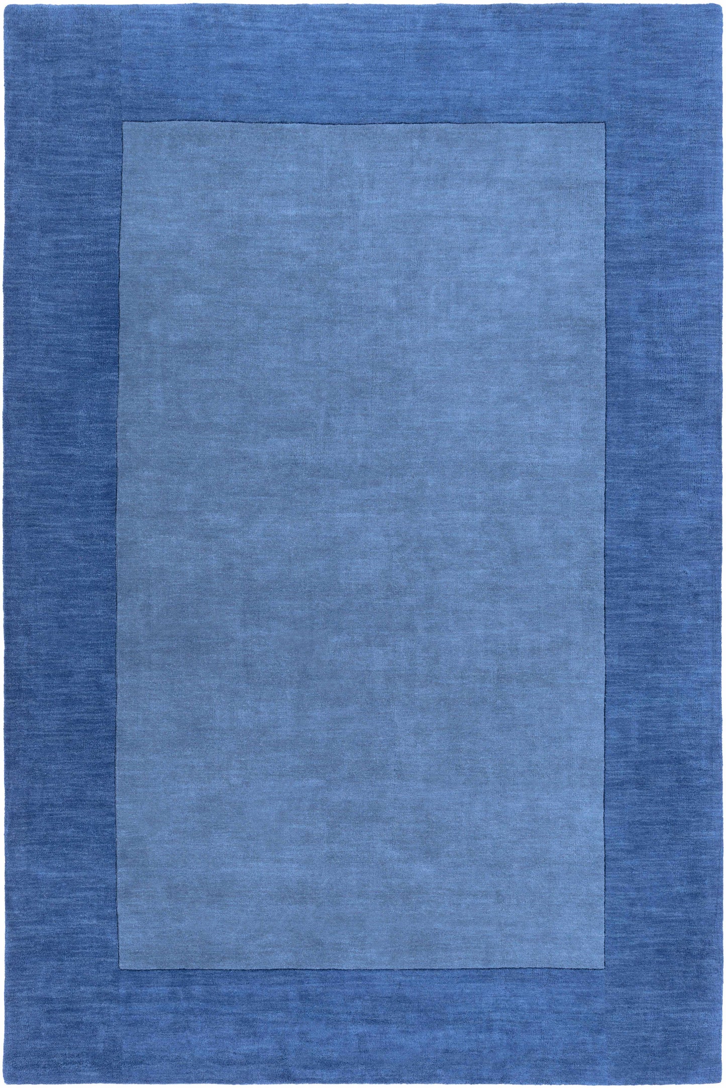 Solid Blue Bordered Wool Rug - 6’ x 9’ Rectangle - Boutique Rugs