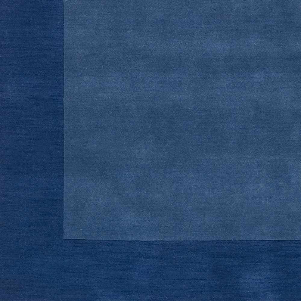 Solid Blue Bordered Wool Rug - Boutique Rugs