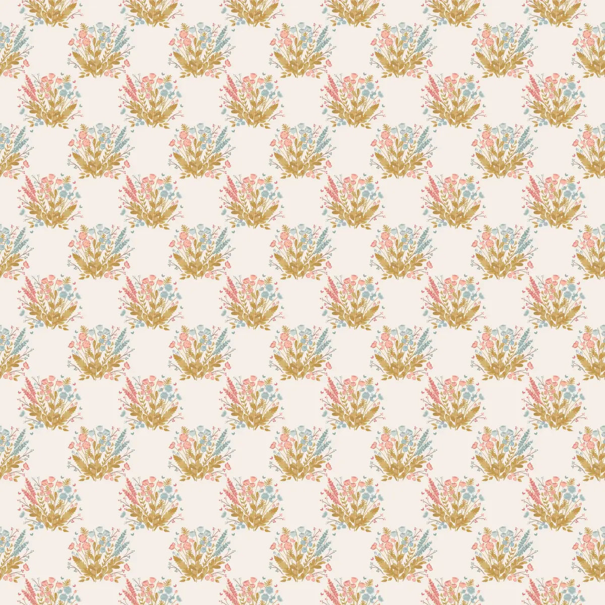 Maddie Wallpaper - Wildflower Bunches - by Megan Cabaj - Sample 1 foot by 1 foot / White - Loomwell Home Goods