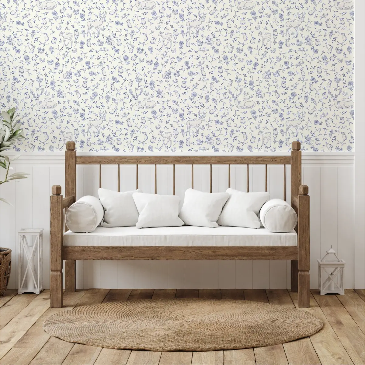 Madge Wallpaper - Tiny Deer and Bunnies - by Jun Shu Create - Loomwell Home Goods