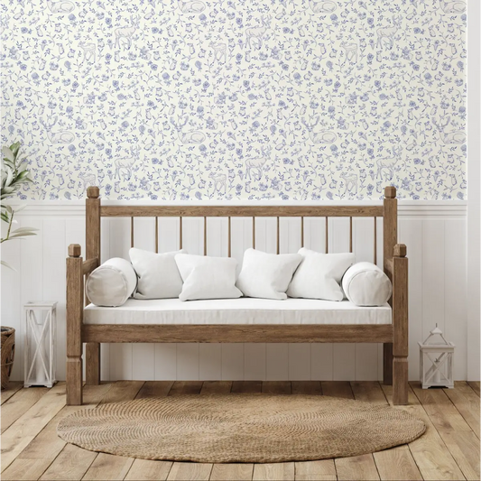 Madge Wallpaper - Tiny Deer and Bunnies - by Jun Shu Create - Loomwell Home Goods