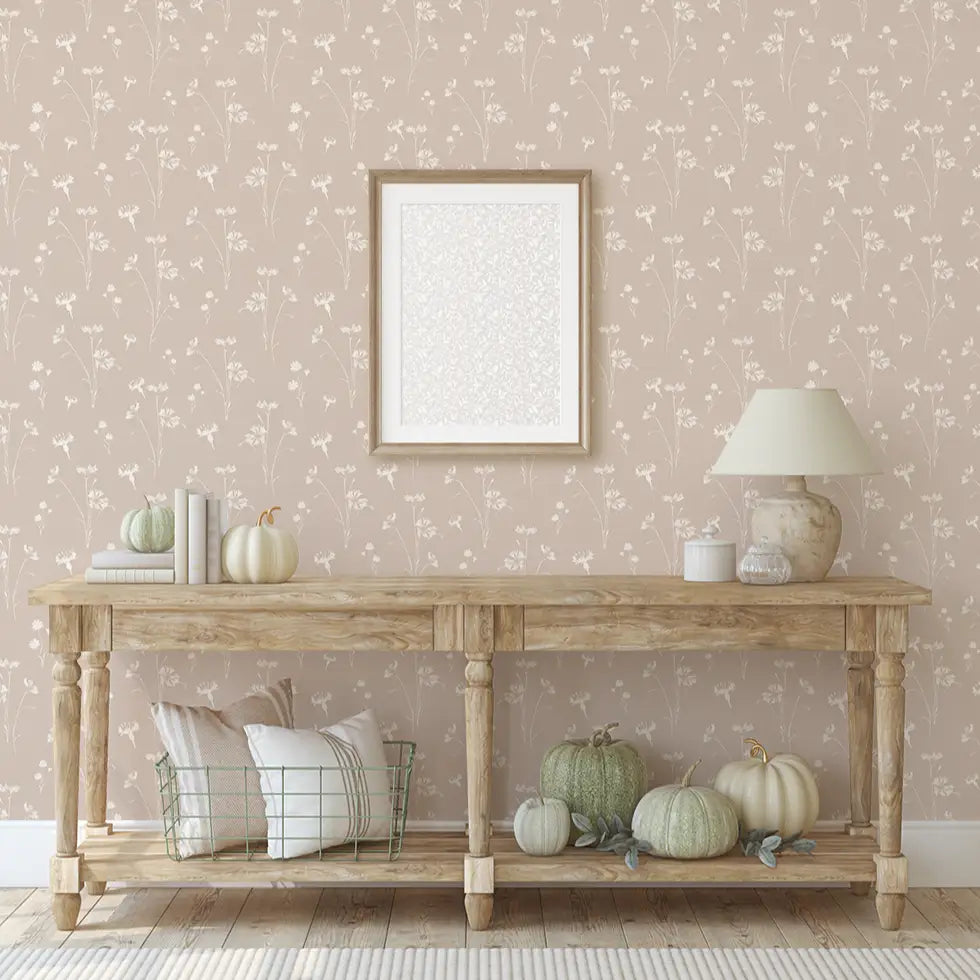 Madison Wallpaper - Natural Flower Stems - by Elfi Yang - Loomwell Home Goods