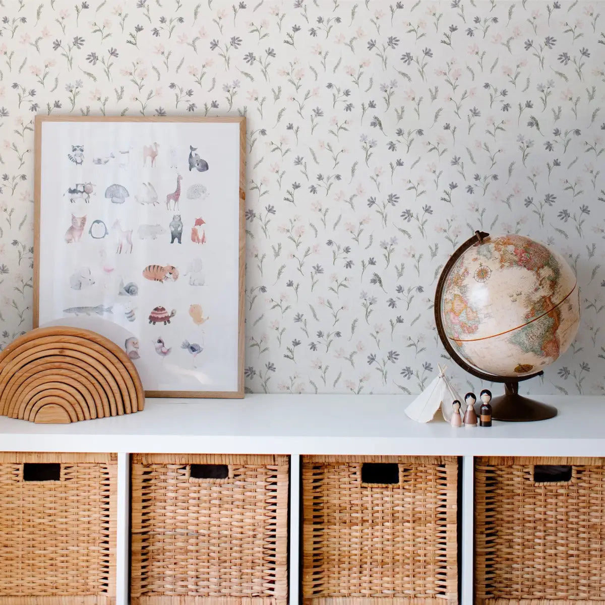 Mae Wallpaper - Plum Flower Scatter - by Lisee Ree Designs - Loomwell Home Goods
