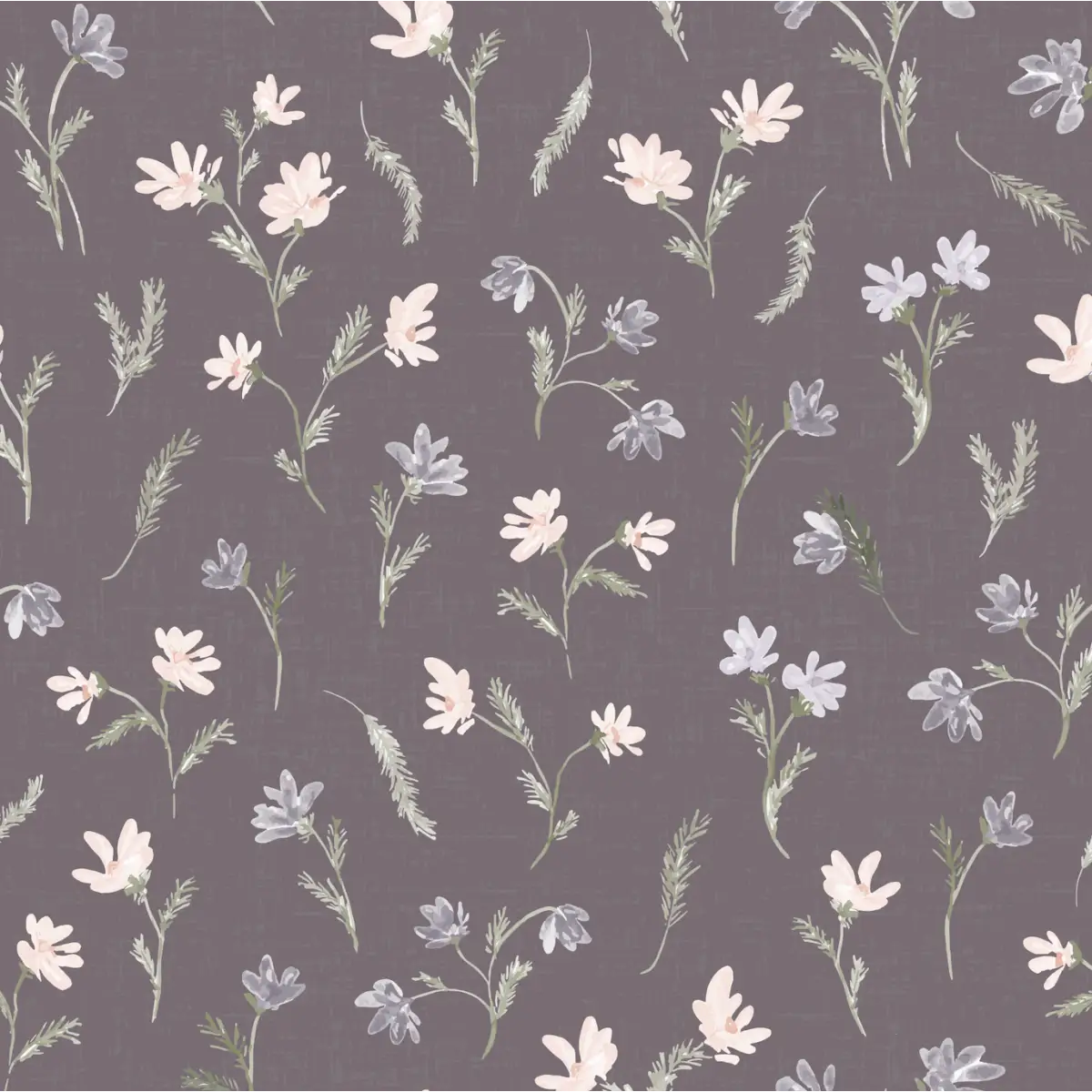 Mae Wallpaper - Plum Flower Scatter - by Lisee Ree Designs - Sample 1 foot by 1 foot / Plum - Loomwell Home Goods