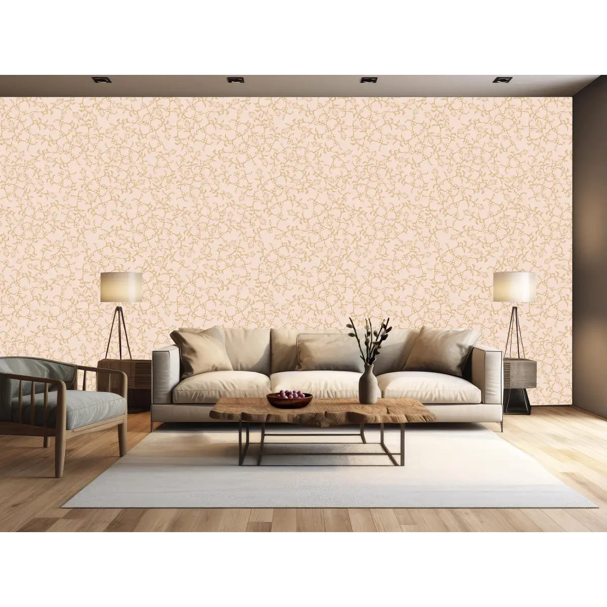 Maeva Wallpaper - Leaf and Flower Line Art - by The Rosenborg Company - Loomwell Home Goods