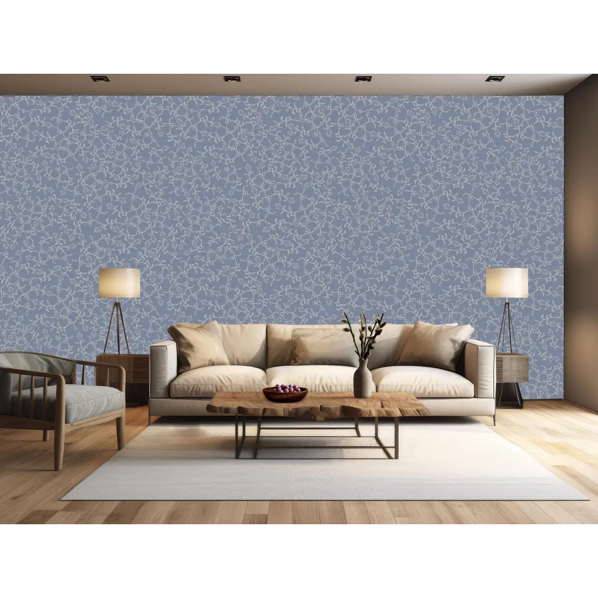 Maeva Wallpaper - Leaf and Flower Line Art - by The Rosenborg Company - Loomwell Home Goods