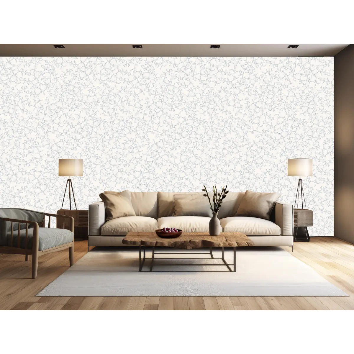 Maeva Wallpaper - Leaf and Flower Line Art - by The Rosenborg Company - Loomwell Home Goods