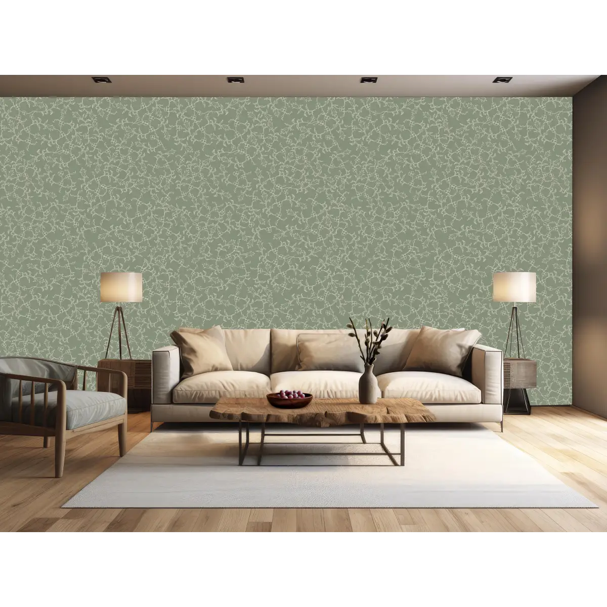 Maeva Wallpaper - Leaf and Flower Line Art - by The Rosenborg Company - Loomwell Home Goods