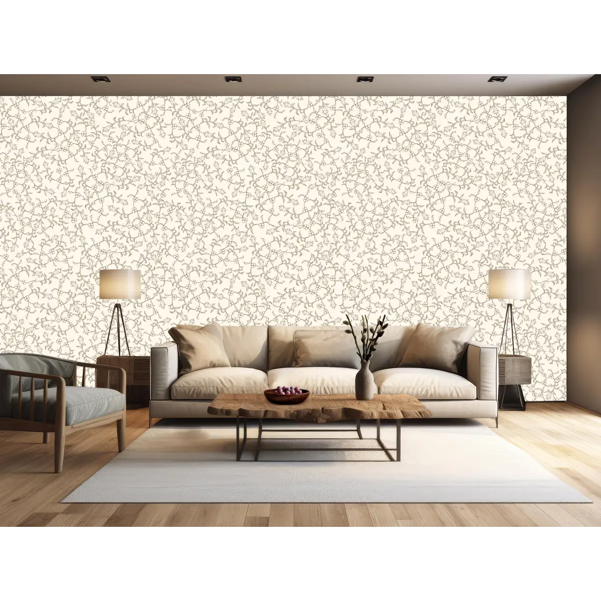 Maeva Wallpaper - Leaf and Flower Line Art - by The Rosenborg Company - Loomwell Home Goods