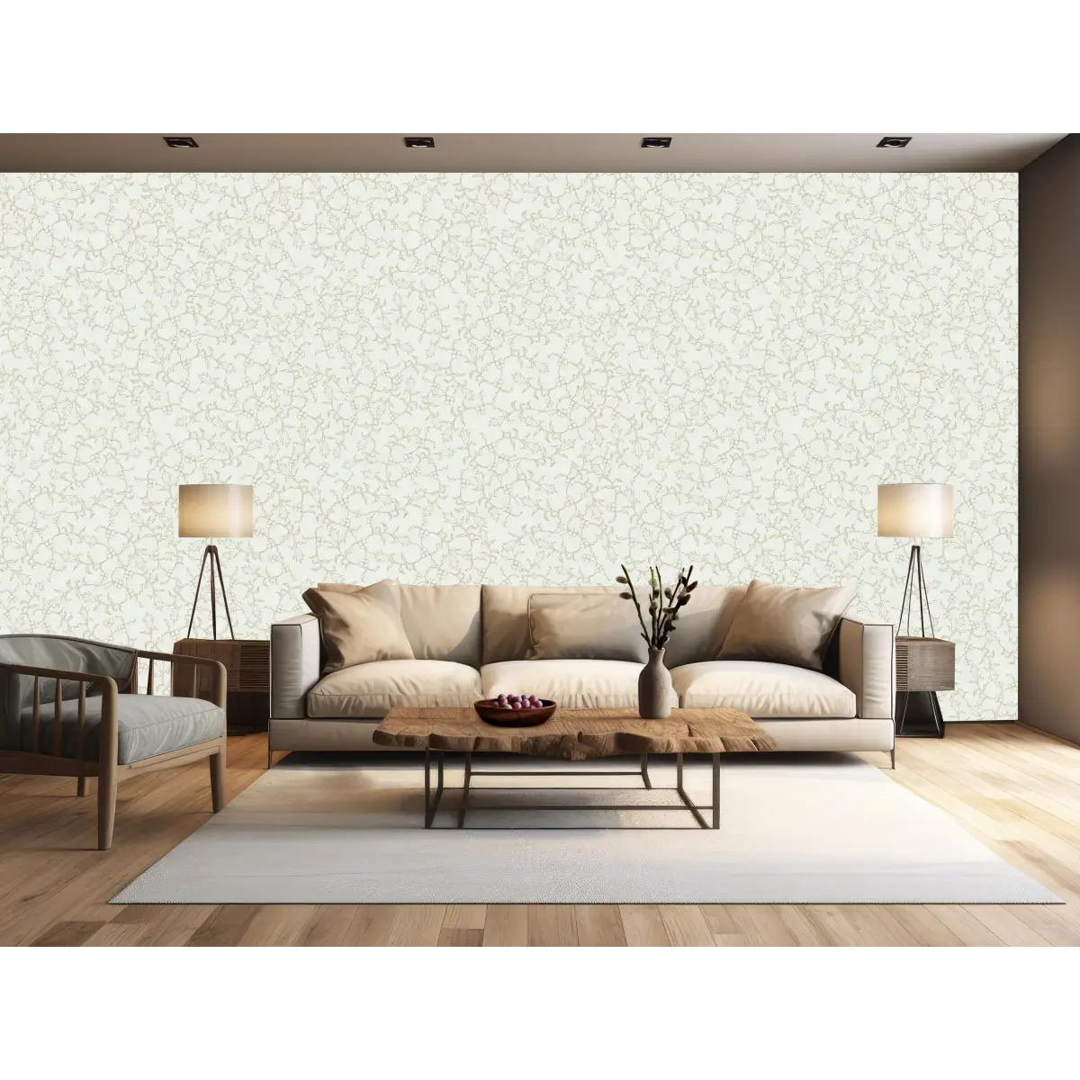 Maeva Wallpaper - Leaf and Flower Line Art - by The Rosenborg Company - Loomwell Home Goods