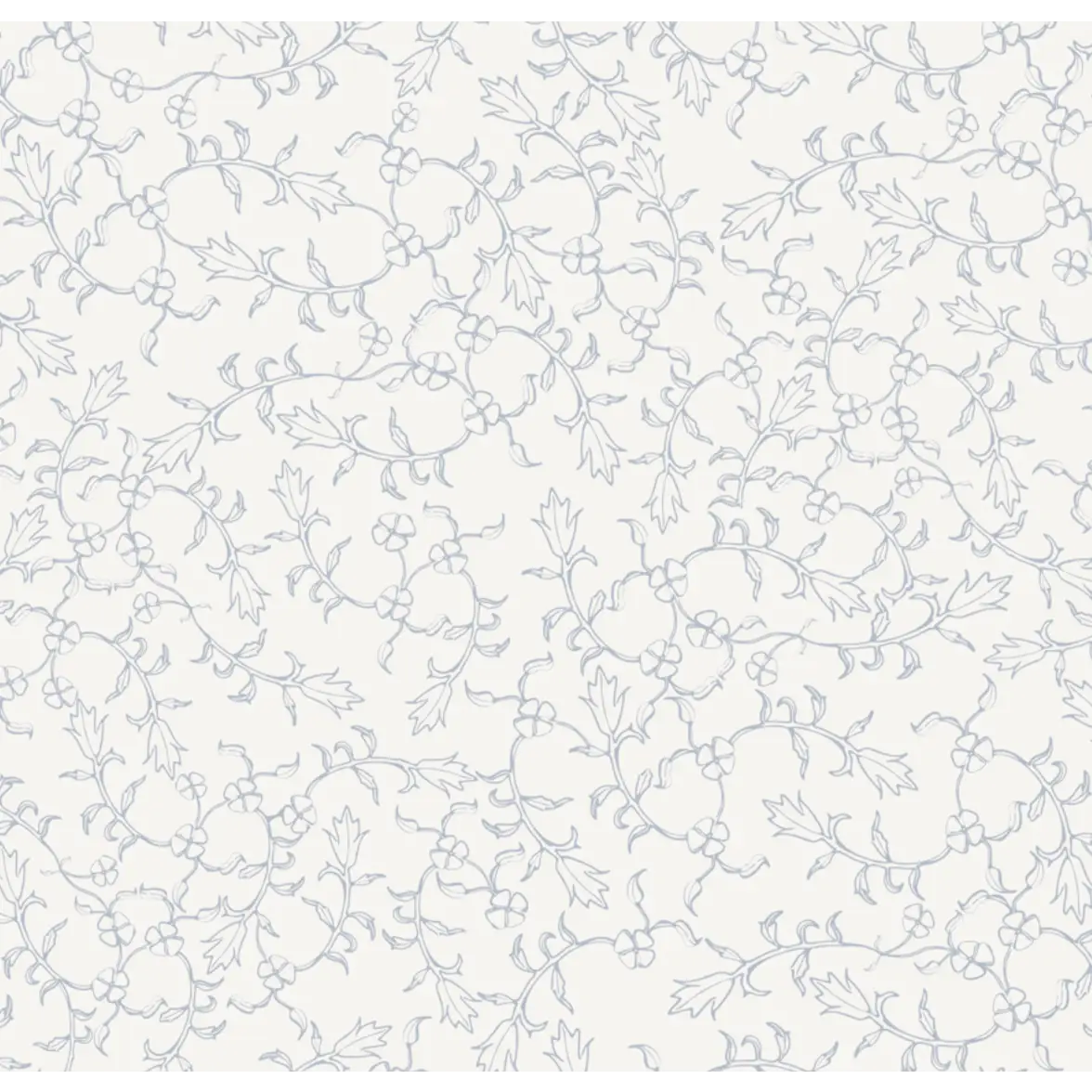 Maeva Wallpaper - Leaf and Flower Line Art - by The Rosenborg Company - Sample 1 foot by 1 foot / Cream and Blue