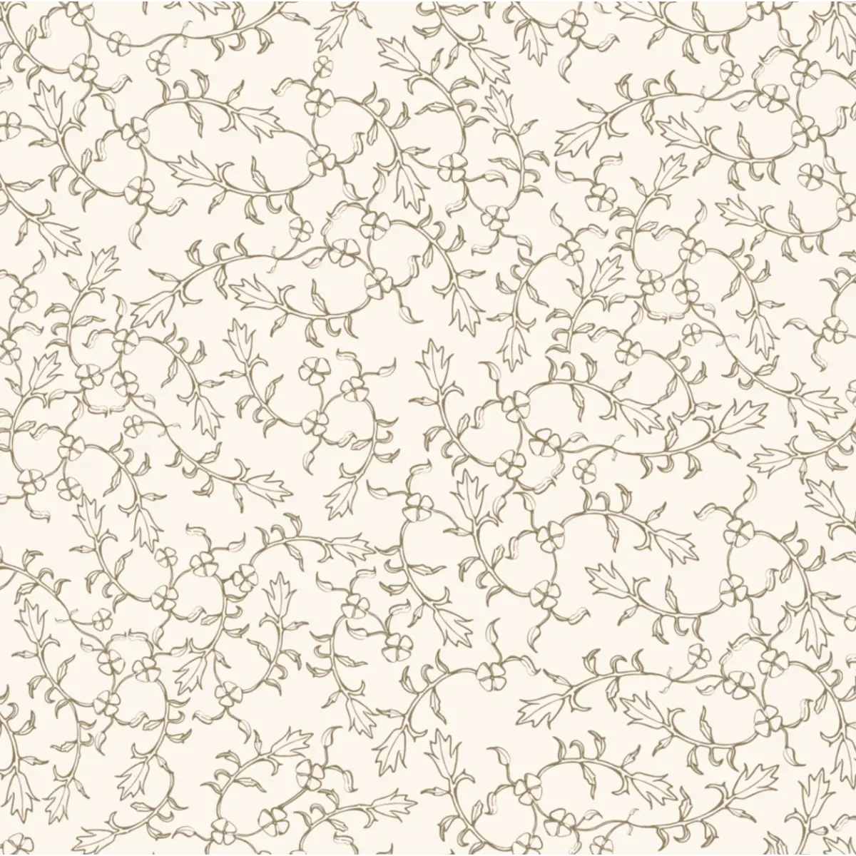 Maeva Wallpaper - Leaf and Flower Line Art - by The Rosenborg Company - Sample 1 foot by 1 foot / Cream and Brown