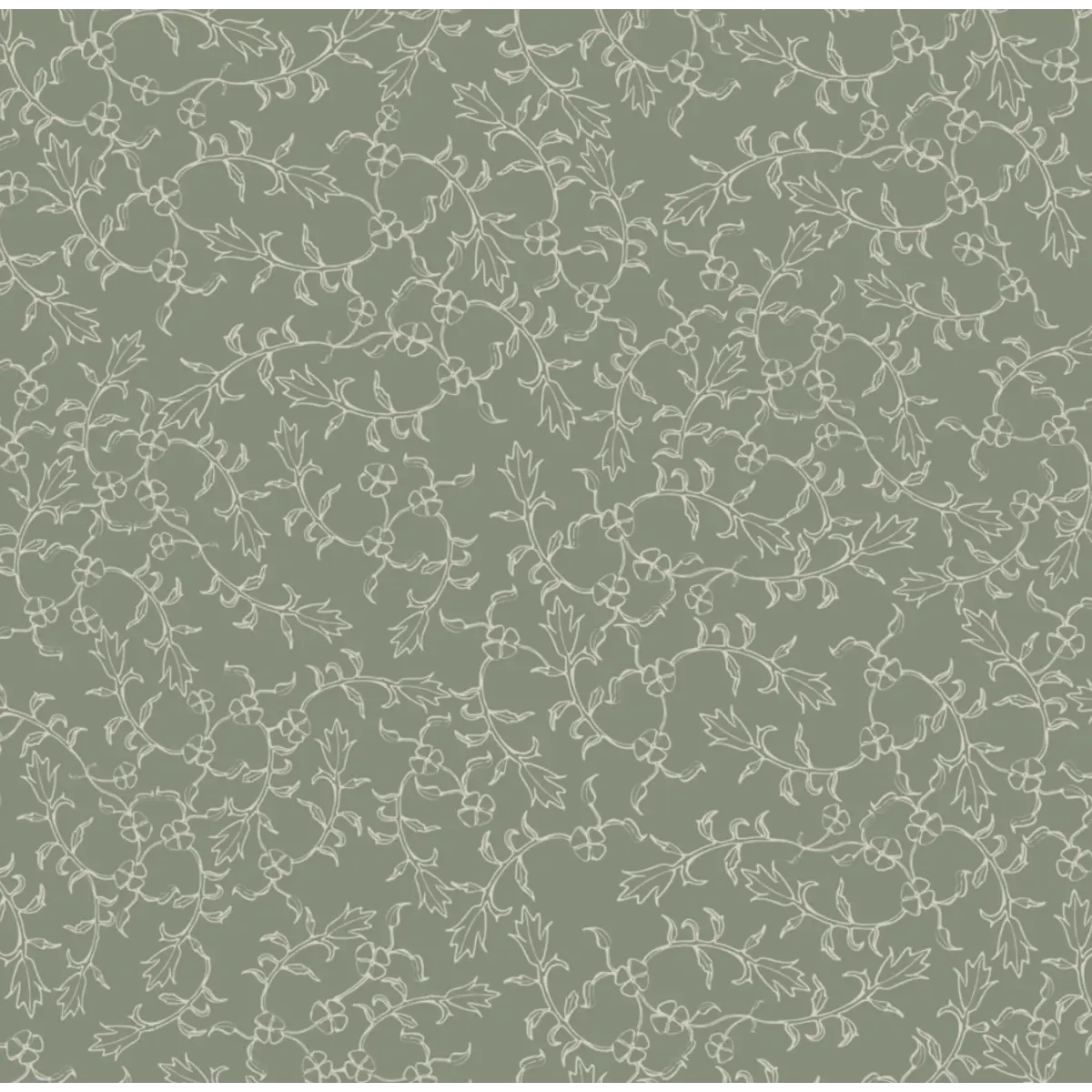 Maeva Wallpaper - Leaf and Flower Line Art - by The Rosenborg Company - Sample 1 foot by 1 foot / Green - Loomwell Home