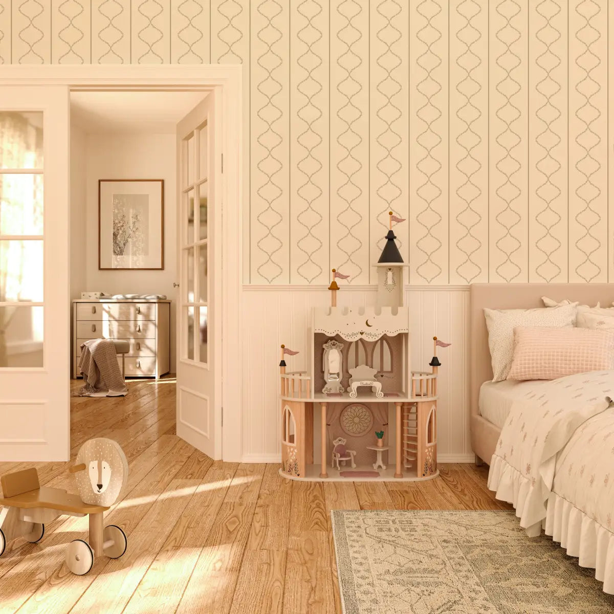 Maeve Wallpaper - Wavy Vines Stripe - by Ali Anni - Loomwell Home Goods