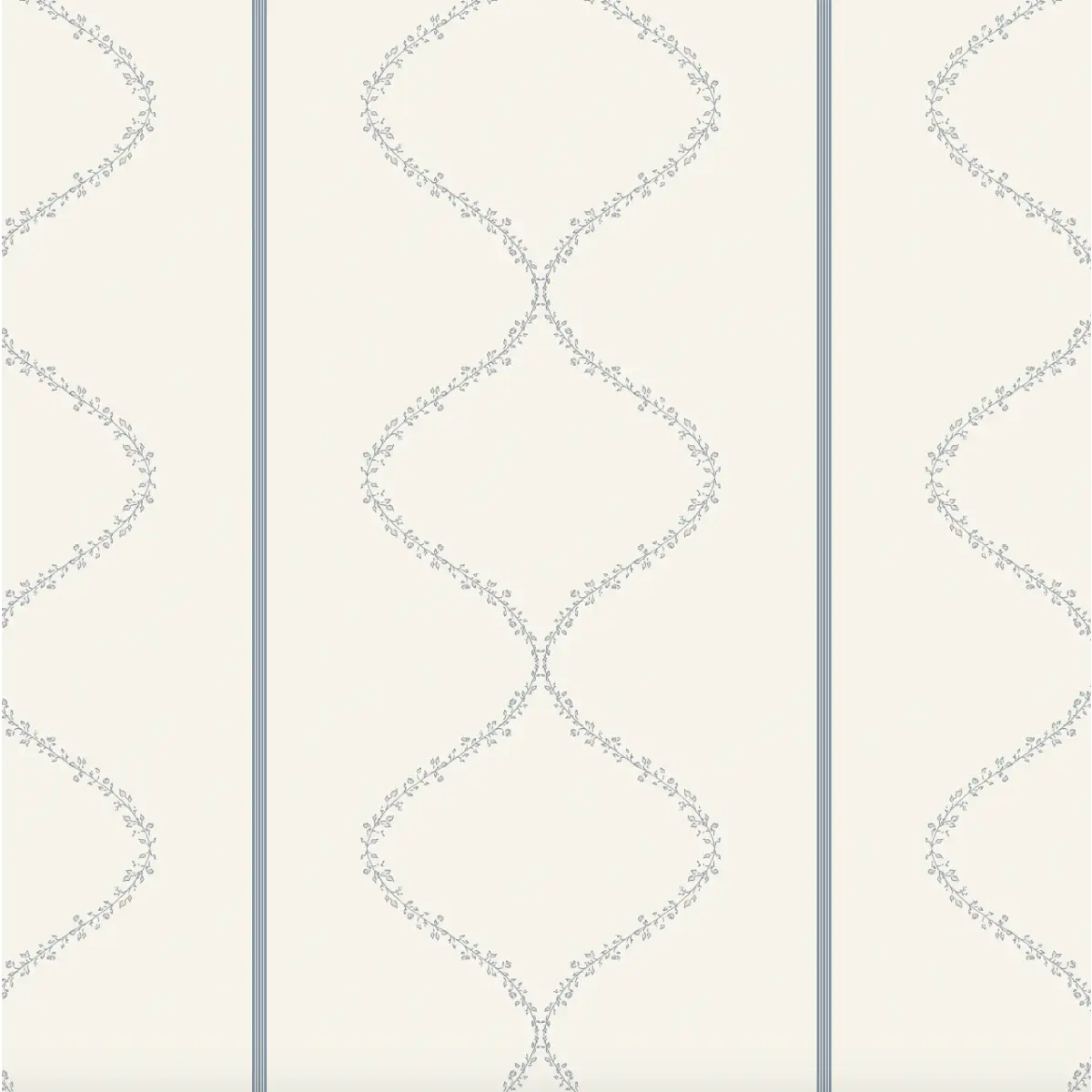 Maeve Wallpaper - Wavy Vines Stripe - by Ali Anni - Sample 1 foot by 1 foot / Blue - Loomwell Home Goods