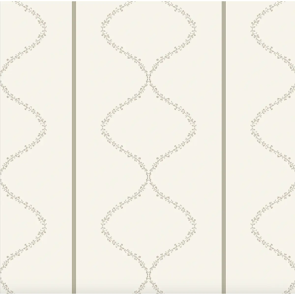 Maeve Wallpaper - Wavy Vines Stripe - by Ali Anni - Sample 1 foot by 1 foot / Sage - Loomwell Home Goods