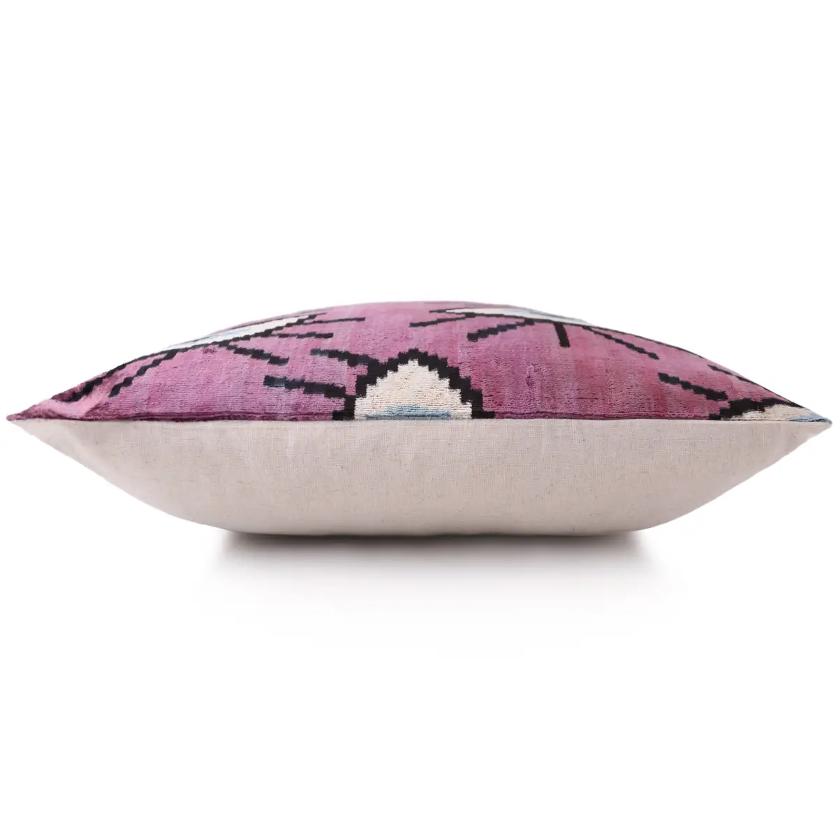 Magenta Blue Eye Silk Velvet Pillow – 20x20 Handmade Ikat Throw Cushion - Canvello