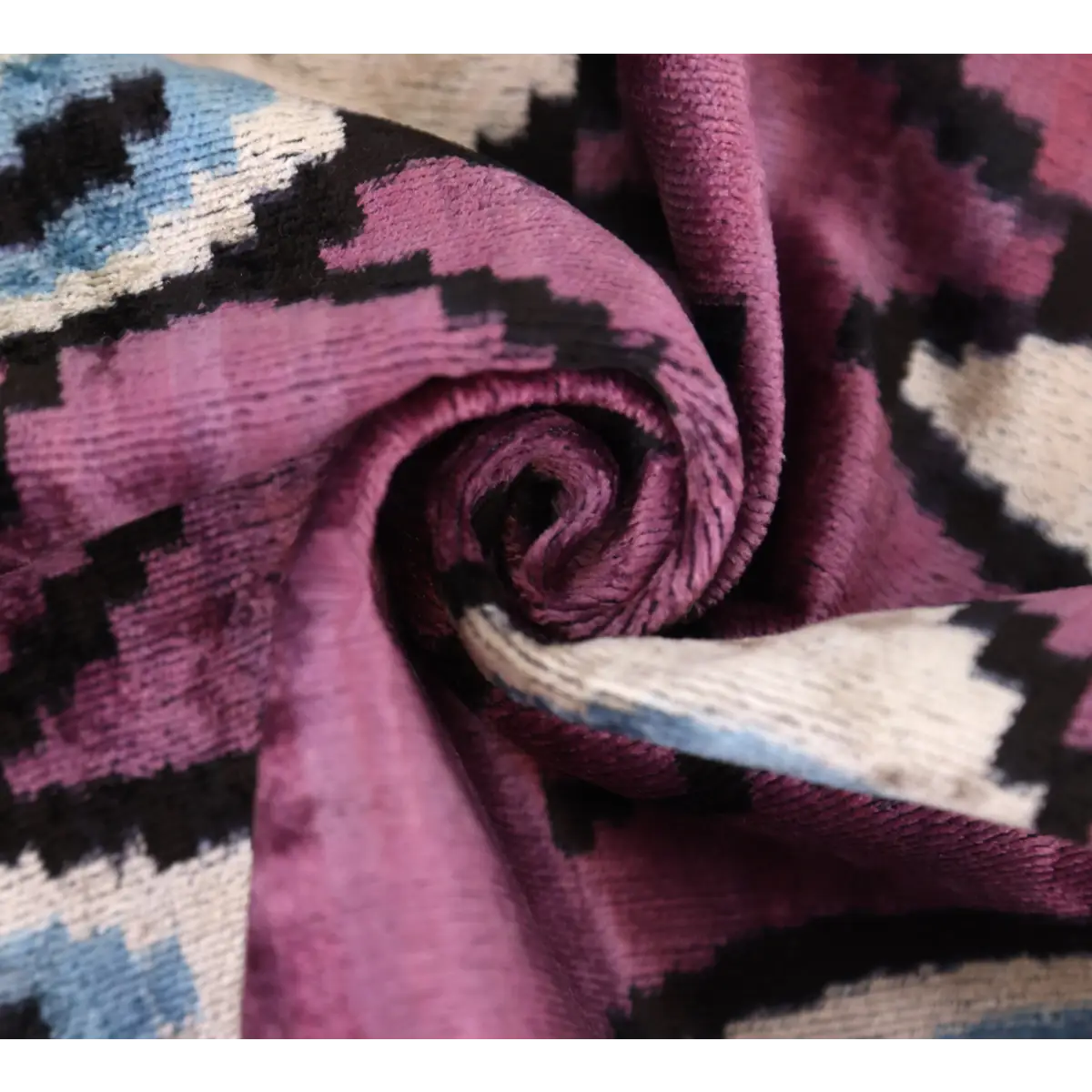 Magenta Blue Eye Silk Velvet Pillow – 20x20 Handmade Ikat Throw Cushion - Canvello