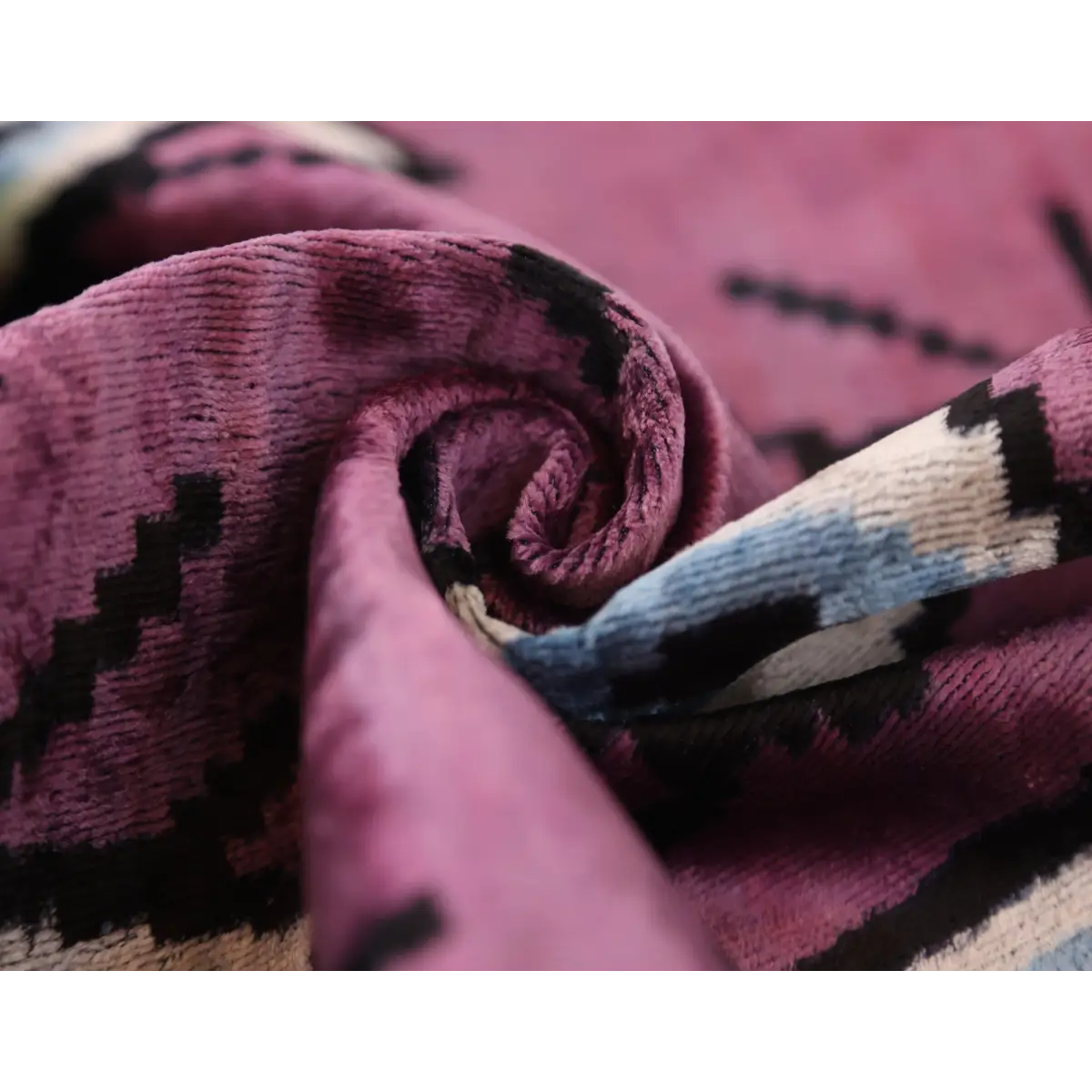 Magenta Blue Eye Silk Velvet Pillow – 20x20 Handmade Ikat Throw Cushion - Canvello
