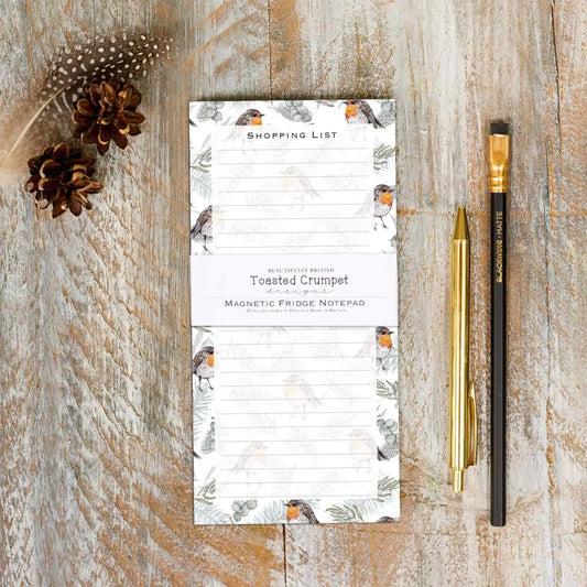 Magnetic Shopping List Pad - Robin & Eucalyptus - Toasted Crumpet (US Duties Paid)