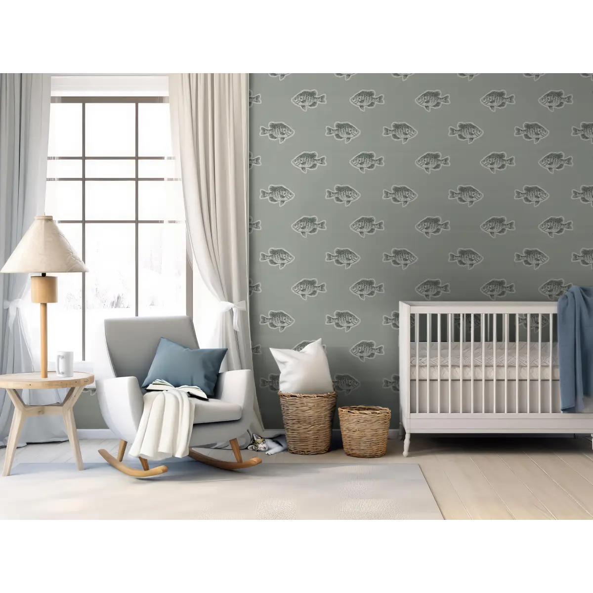 Mahi Wallpaper - Tropical Fish - by Kim Hallquist Designs - Loomwell Home Goods