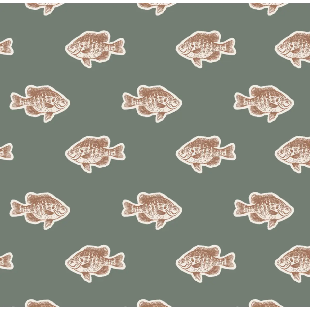 Mahi Wallpaper - Tropical Fish - by Kim Hallquist Designs - Sample 1 foot by 1 foot / Dark Green - Loomwell Home Goods