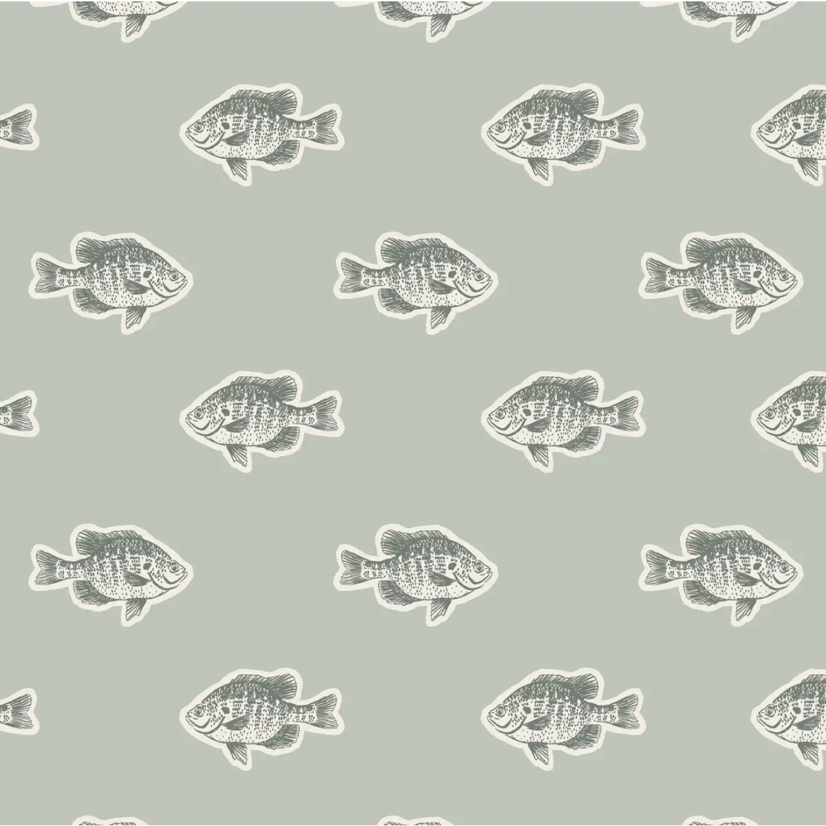 Mahi Wallpaper - Tropical Fish - by Kim Hallquist Designs - Sample 1 foot by 1 foot / Light Green - Loomwell Home Goods
