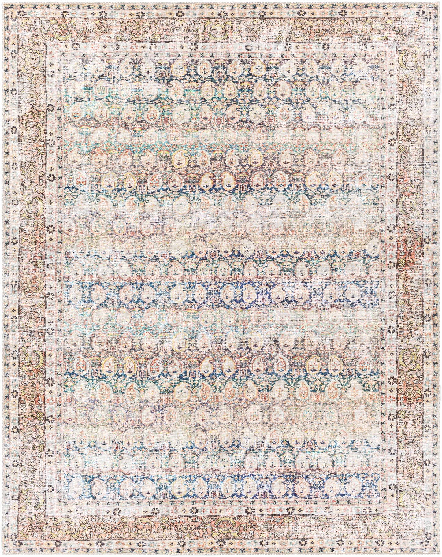 Rust Maligaya Distressed Washable Area Rug - Clearance - Boutique Rugs