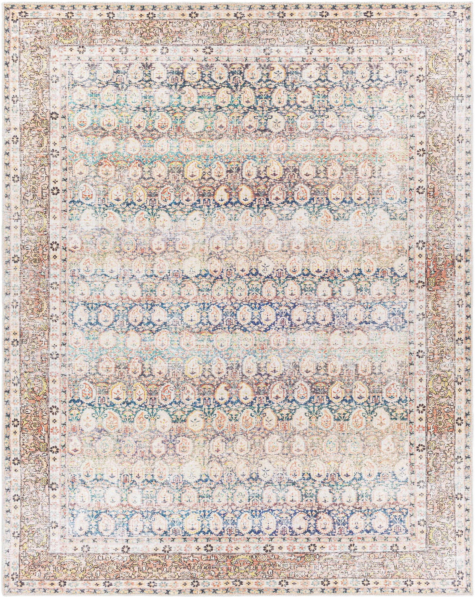 Rust Maligaya Distressed Washable Area Rug - Clearance - Boutique Rugs
