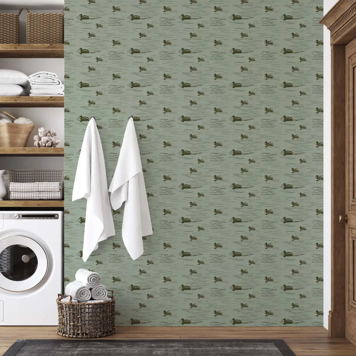 Mallard Wallpaper - Swimming Ducks - by Cassandra Zaniboni - Loomwell Home Goods