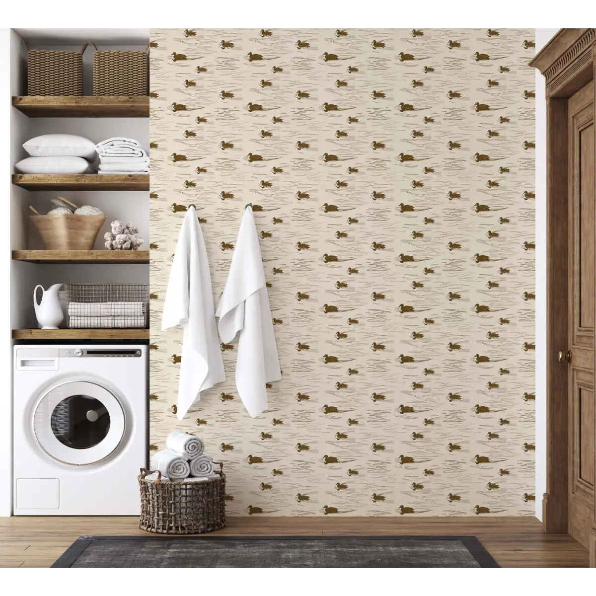 Mallard Wallpaper - Swimming Ducks - by Cassandra Zaniboni - Loomwell Home Goods